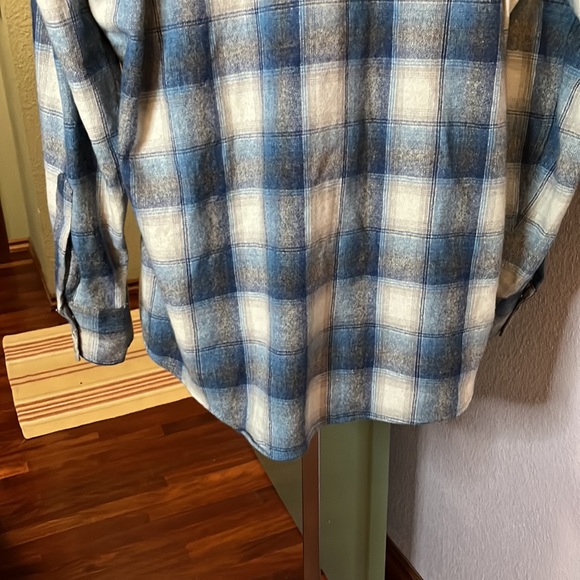 VTG Wool Blue Plaid Open Range Western Pearlized Snap Shirt-Essential Ez 17.5/35 - Picture 9 of 13